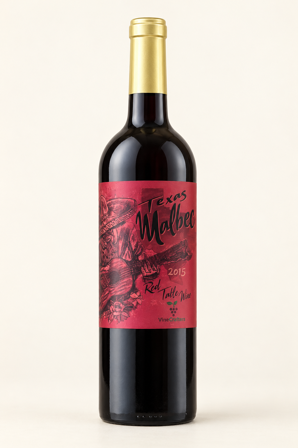Texas Malbec · 2015 label vintage · AI-restaged archival portrait